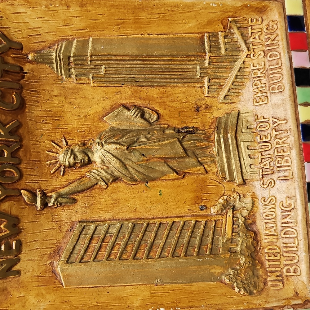 60s New York City United Nations Statue Of Liberty Empire State Building plaque - Picture 4 of 12